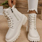 ChicPlush™ Women's Plush Lace-Up Ankle Boots