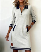 Chic Long Sleeve Cotton Dress